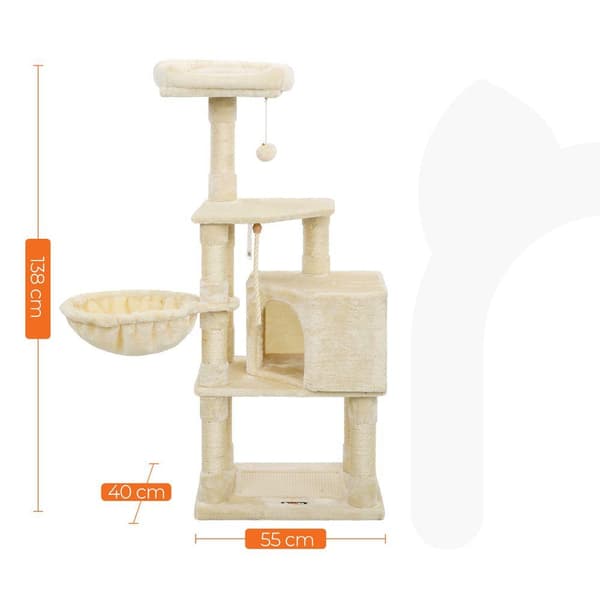 Rootz Cat Tree - Kradsestolpe med hule - kradsestolpe med kattekasseskab - Katteklatretræ - Katteaktivitetstræ - Kattelegetræ - Moderne kattetræ - Kat