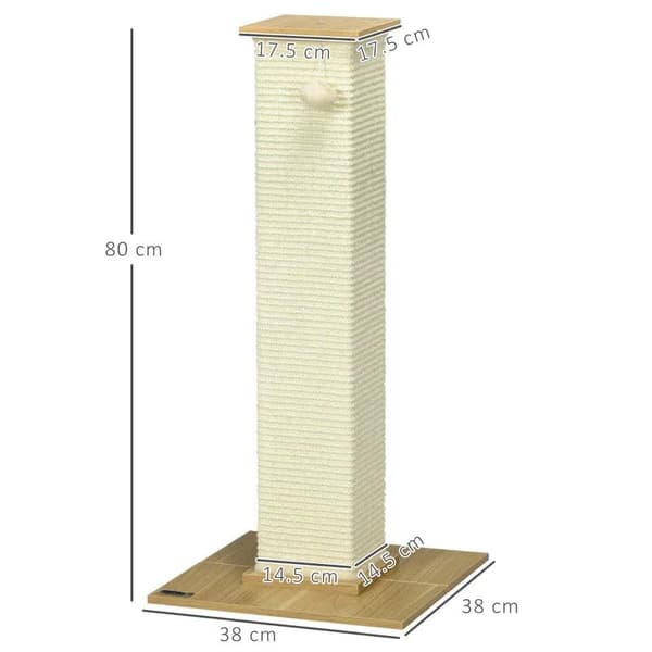 Rootz Kradsestolpe - Med Legetøj - Beige + Naturlig - 38 cm x 38 cm x 80 cm