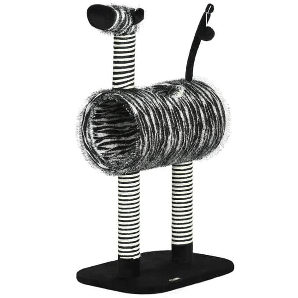 Rootzin raapimistolppa - Kissan kiipeilytorni - Kissapuu - 1 kissatunneli - 3 raapimistolppaa - Musta/valkoinen - 48,5 cm x 35 cm x 93 cm