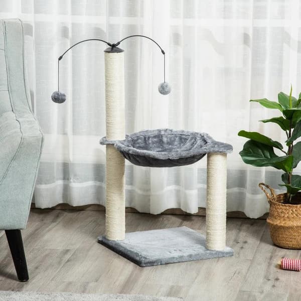 Rootz Kradsestolpe - Kattetræ - Kattelegetræ - Klatretræ - Grå - 39,5x39,5x83 cm