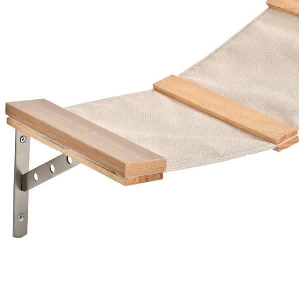 Rootz klatrevæg til katte - Katteklatrevæg med kradsestolpe - Kattetrappe - Kattemøbler Hængekøje - Sisal Akryl Fyr - Lysebrun - 100L x 25,5W x 17,5H
