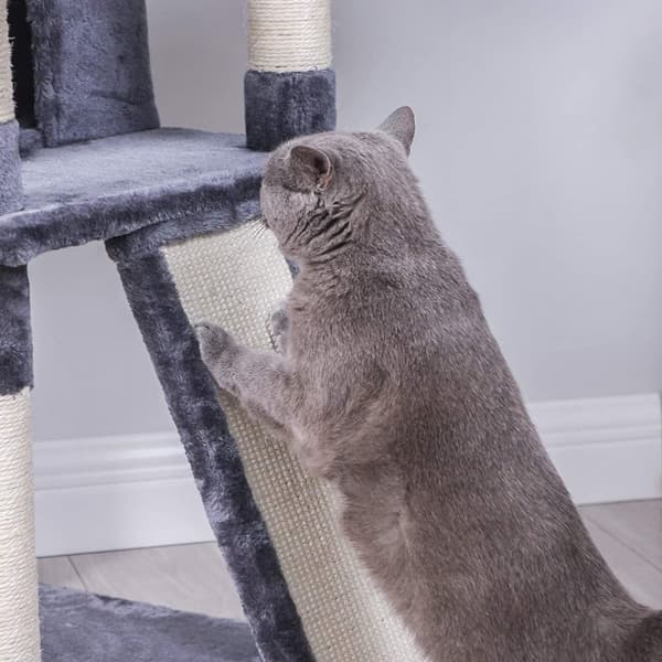 Rootz Cat Tree - Raaputustolppa - 6 tasoa - Riippumatto - Luola - Savunharmaa - 54 x 50 x 168 cm