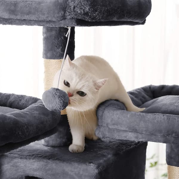 Rootz Cat Tree - Raaputustolppa - 6 tasoa - Riippumatto - Luola - Savunharmaa - 54 x 50 x 168 cm