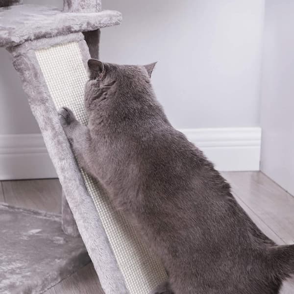 Rootz XL Skrapstolpe för katter - Kattträd - 3 plattformar - Grå - 55 x 55 x 172 cm