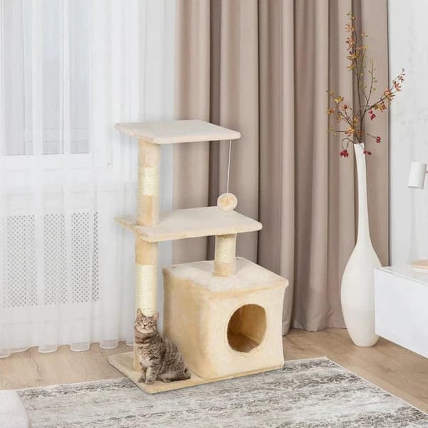 Rootz skrapstolpe - Cat Tree Tower - Sisal Cat Tree - Sisal skrapstolpar - Beige - 50 x 30 x 80 cm