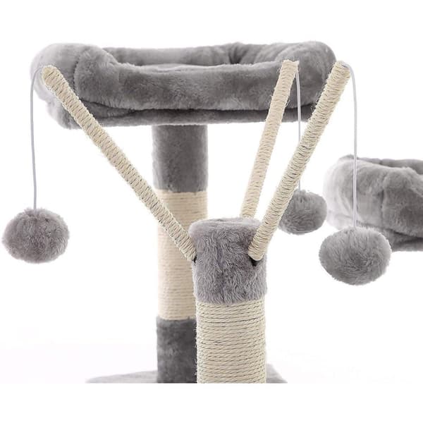 Rootz Cat Tree - Raaputuspylväs - Riippumatto - Kissaluola - 6 tasoa - Harmaa - Beige - 50 x 50 x 164 cm