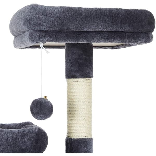 Rootzin raapimispylväs - Kissapuu - Kissaluola - 4 tasoa - Savunharmaa - Beige - Pehmo - Sisal - 50 x 35 x 115 cm
