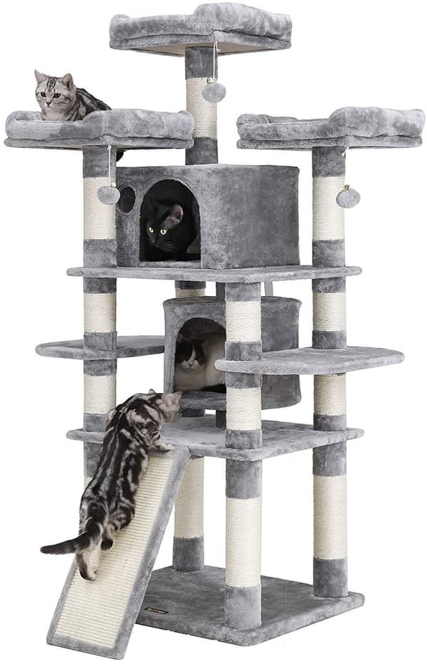 Rootz XXL Kradsestolpe til katte - Kattetræ - Grå - 60 x 55 x 172 cm
