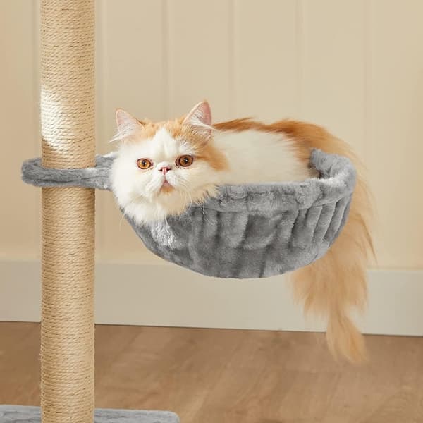 Rootz Kradsestolpe til katte - Kattekradsestolpe - med krammehule - Grå - 46 x 41 x 84 cm
