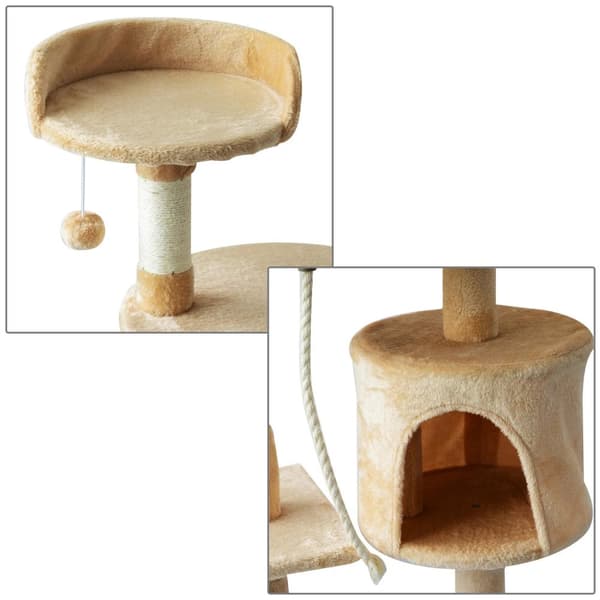 Rootz Kradsestolpe - Klatretræ - Sovehule - Hampreb - Kattehus - Beige/Hvid