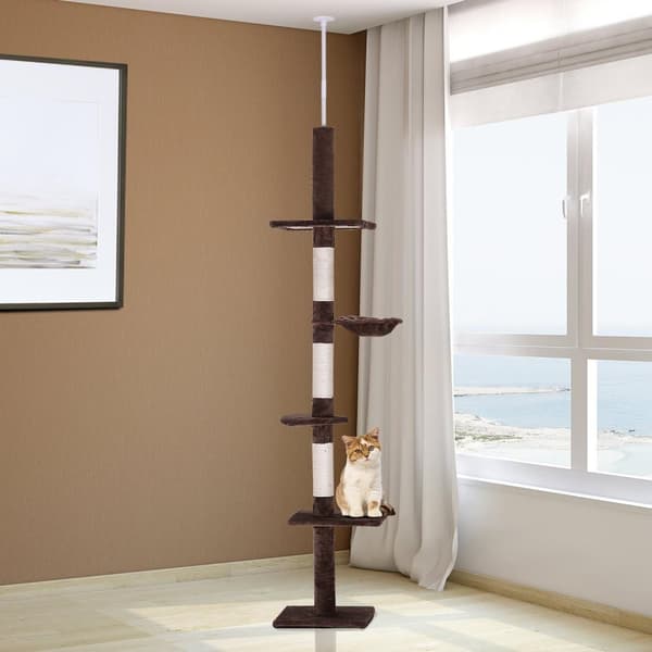 Rootz skrapstolpe - Justerbar i höjdled - Spånskiva - Brun - 40 x 34 x 230 cm