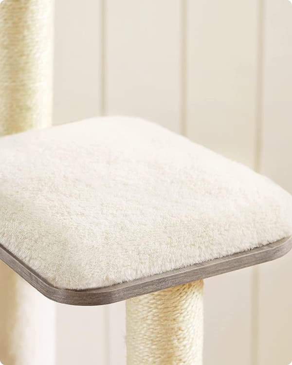 Rootz skrapstolpe - Katthus - Kattgrotta - Med leksaksboll - Kattträd - Med avtagbara kuddar - Vintagebrun - 58 x 40 x 165 cm (L x B x H)
