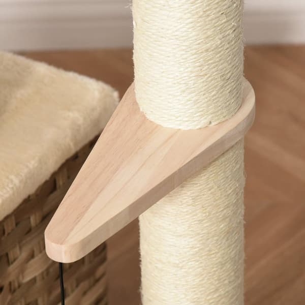 Rootz kattekrabbe pos - Brun, Beige - Konstrueret træ, Plys, Sisal - 23,62 cm x 15,74 cm x 42,91 cm