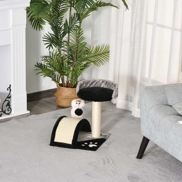 Rootz skrapstolpe med lekbollar - Beige - Spånskiva, plysch, sisal - 14,17 cm x 14,17 cm x 17,32 cm