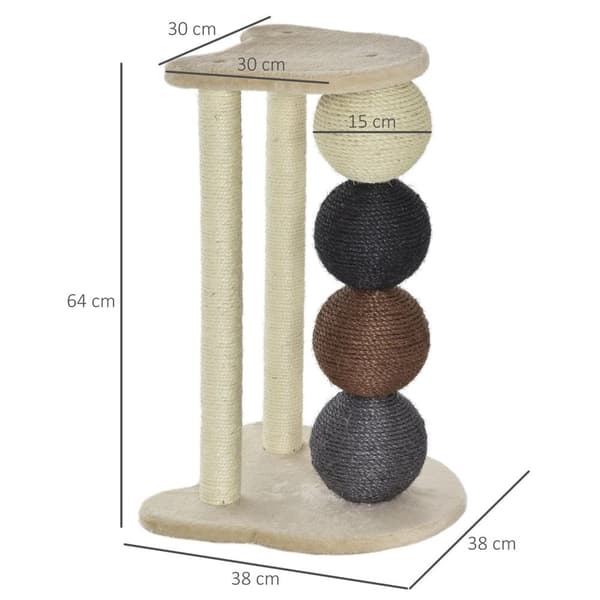 Rootzin raapimispuukissa - beige - lastulevy, pehmo, sisal - 14,96 cm x 14,96 cm x 25,19 cm
