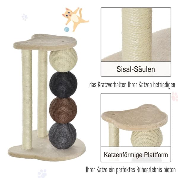 Rootzin raapimispuukissa - beige - lastulevy, pehmo, sisal - 14,96 cm x 14,96 cm x 25,19 cm