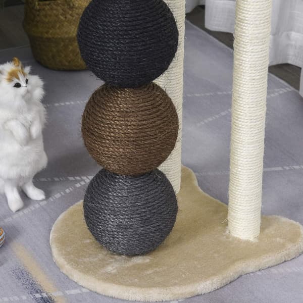 Rootzin raapimispuukissa - beige - lastulevy, pehmo, sisal - 14,96 cm x 14,96 cm x 25,19 cm