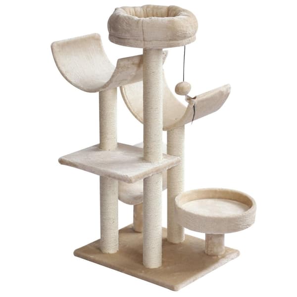 Rootz Kradsestolpe Kattetræ - Beige - Spånplade, Fiber, Plys - 19,68 cm x 15,74 cm x 41,33 cm