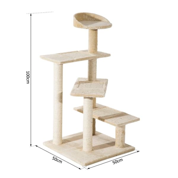 Rootzin raaputuspylvään kissa - beige - lastulevy - 19,68 cm x 19,68 cm x 39,37 cm