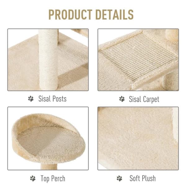 Rootzin raaputuspylvään kissa - beige - lastulevy - 19,68 cm x 19,68 cm x 39,37 cm