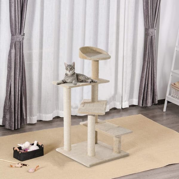 Rootzin raaputuspylvään kissa - beige - lastulevy - 19,68 cm x 19,68 cm x 39,37 cm