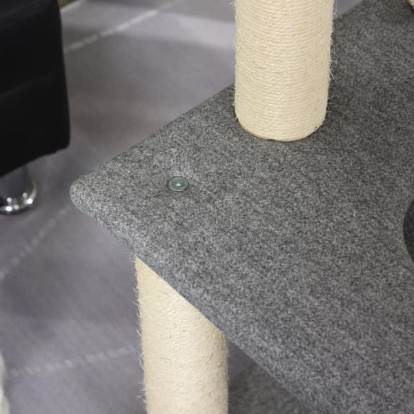 Rootz Scratching Cat Tree -kiipeily - harmaa, valkoinen - lastulevy, sisal, pehmo - 23,22 cm x 148,89 cm x 61,02 cm