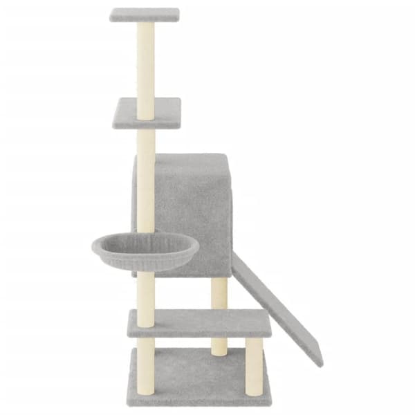 vidaXL Kattetre med klorestolper i sisal lysegrå 130,5 cm