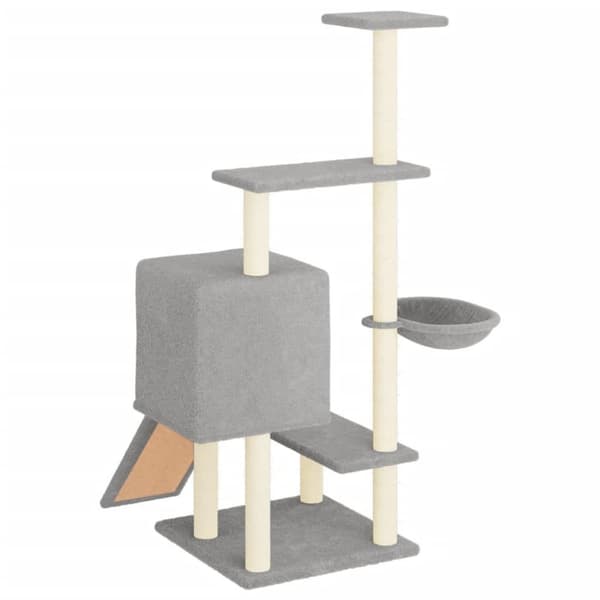 vidaXL Kattetre med klorestolper i sisal lysegrå 130,5 cm