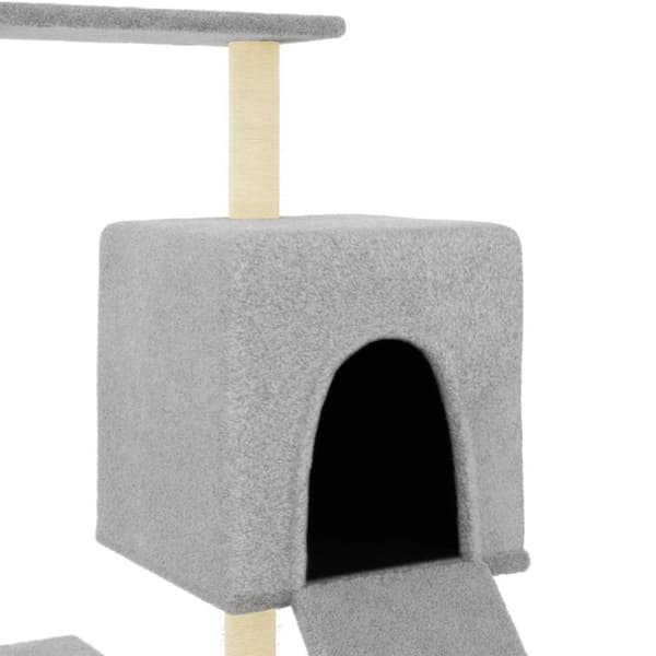 vidaXL Kattetre med klorestolper i sisal lysegrå 130,5 cm