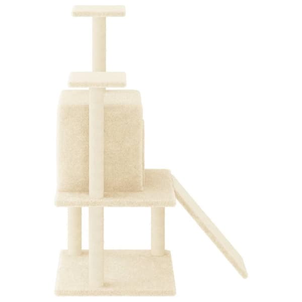 vidaXL Kattetre med klorestolper i sisal kremhvit 110 cm