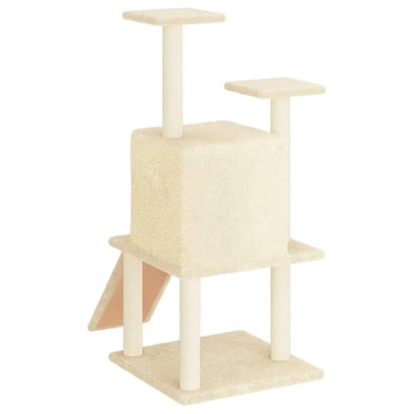 vidaXL Kattetre med klorestolper i sisal kremhvit 110 cm
