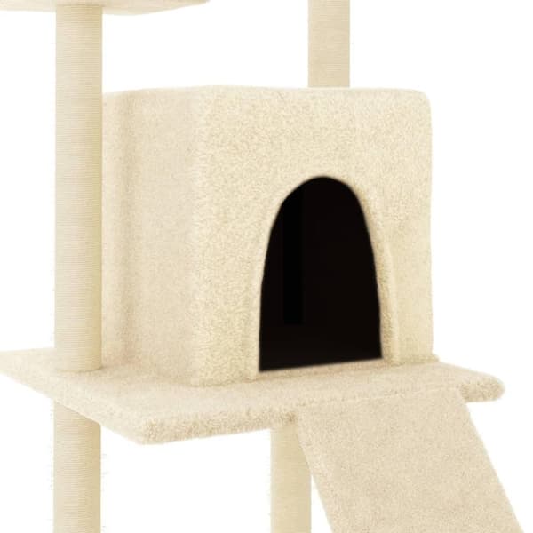 vidaXL Kattetre med klorestolper i sisal kremhvit 110 cm