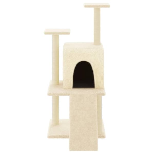 vidaXL Kattetre med klorestolper i sisal kremhvit 110 cm