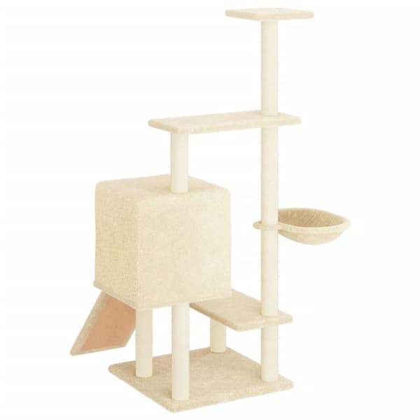vidaXL Kattetre med klorestolper i sisal kremhvit 130,5 cm
