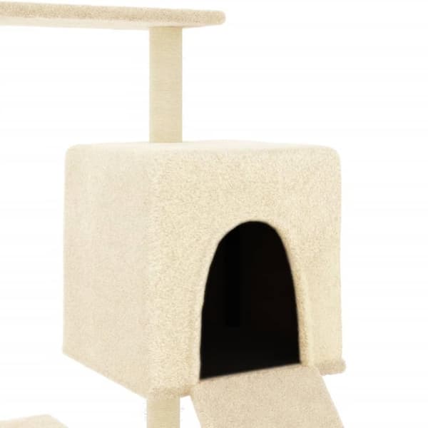 vidaXL Kattetre med klorestolper i sisal kremhvit 130,5 cm