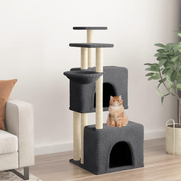 vidaXL Kattetre med klorestolper i sisal mørkegrå 122 cm