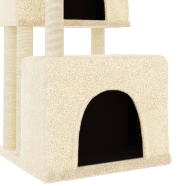 vidaXL Kattetre med klorestolper i sisal kremhvit 122 cm