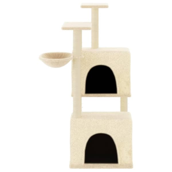 vidaXL Kattetre med klorestolper i sisal kremhvit 122 cm