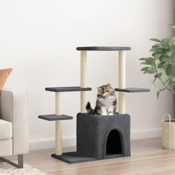 vidaXL Kattetre med klorestolper i sisal mørkegrå 97,5 cm