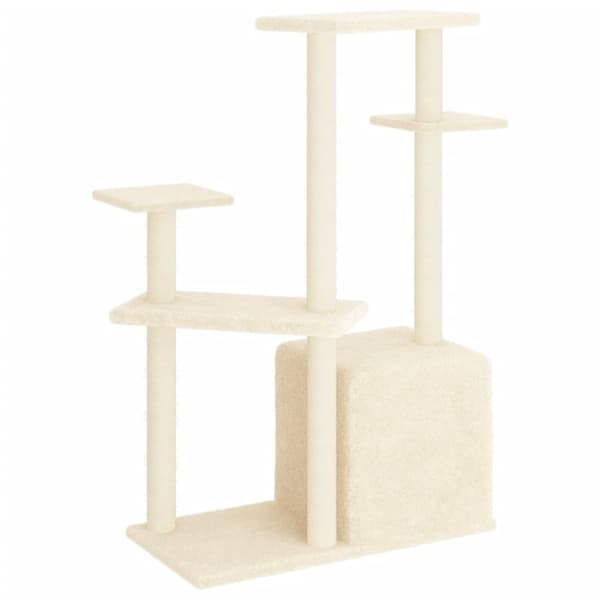 vidaXL Kattetre med klorestolper i sisal kremhvit 107,5 cm