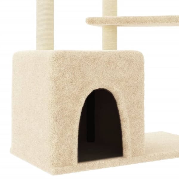 vidaXL Kattetre med klorestolper i sisal kremhvit 107,5 cm