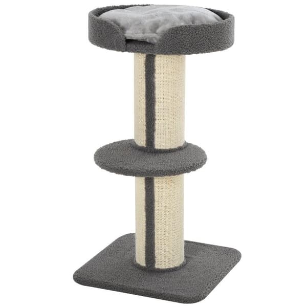 Rootz Cat Tree - Play Tree - Scratching Post - Cats 2-tier Scratching Tree - E1 Chipboard - Grey - 45 x 45 x 91 cm