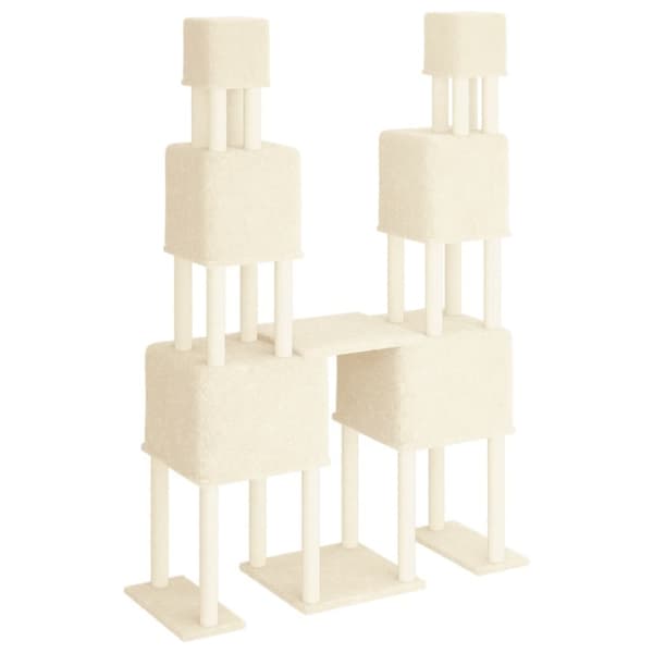 vidaXL Kattetre med klorestolper i sisal kremhvit 199 cm
