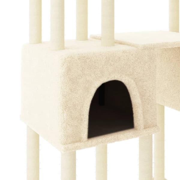 vidaXL Kattetre med klorestolper i sisal kremhvit 199 cm