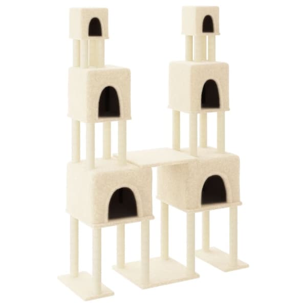 vidaXL Kattetre med klorestolper i sisal kremhvit 199 cm