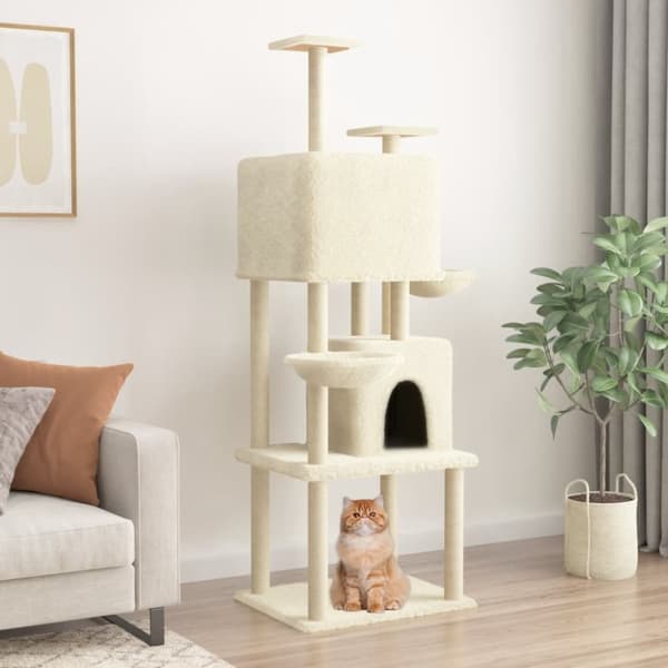 vidaXL Katträd med klöspelare sisal gräddvit 180 cm