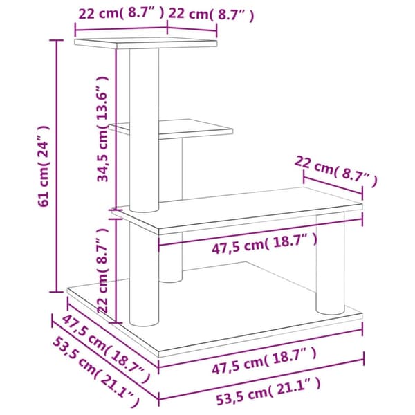 vidaXL Klösträd med sisalpelare ljusgrå 61 cm