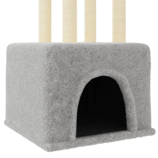 vidaXL Kattetre med klorestolper i sisal lysegrå 133,5 cm