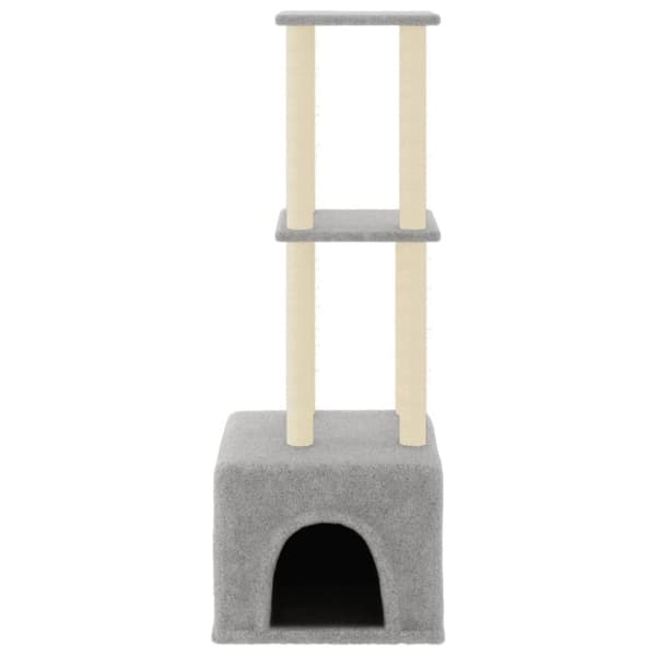 vidaXL Kattetre med klorestolper i sisal lysegrå 133,5 cm