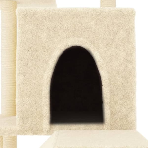 vidaXL Kattetre med klorestolper i sisal kremhvit 110,5 cm